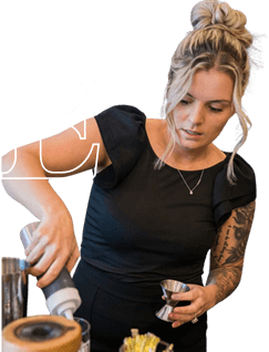 Catering server pouring drinks