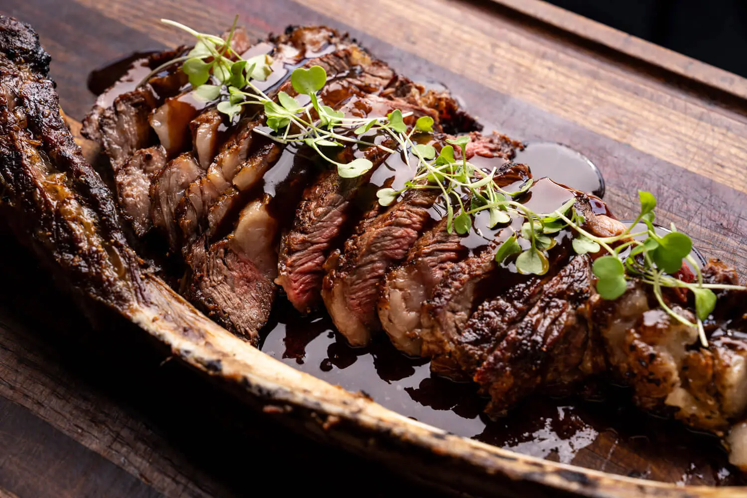 Sliced steak with herbs